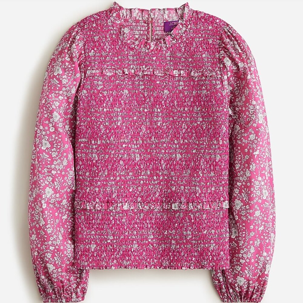 J. Crew Long-sleeve ruffleneck top in Liberty® Summer Blooms fabric Size M